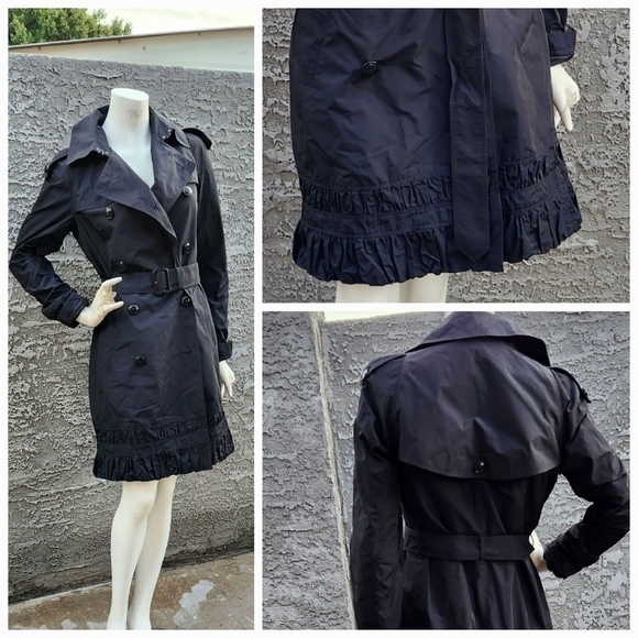 Burberry London Navy‎ Double Breasted Ruffle Jacket - Picture 4 of 8